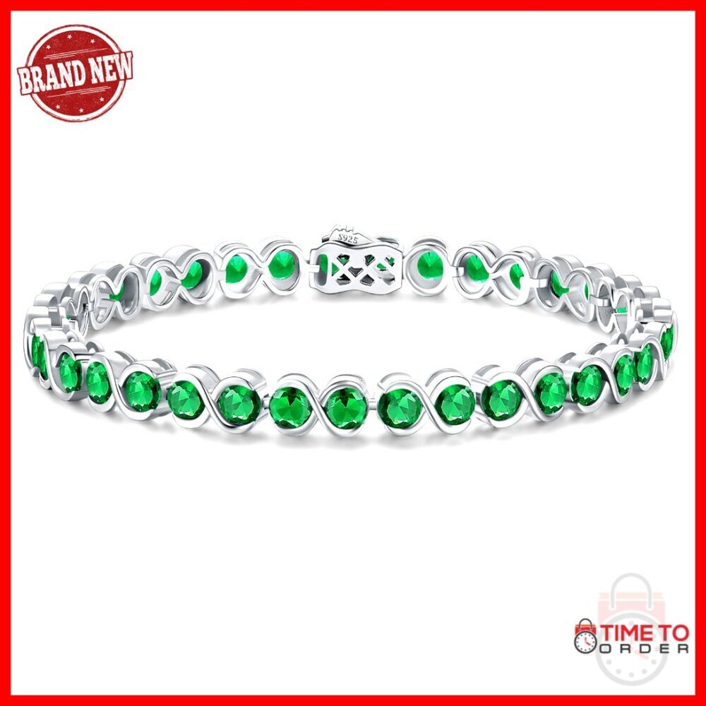 7 Inch Sterling Silver Infinity Tennis Bracelet, Birthstone Jewelry Gift
